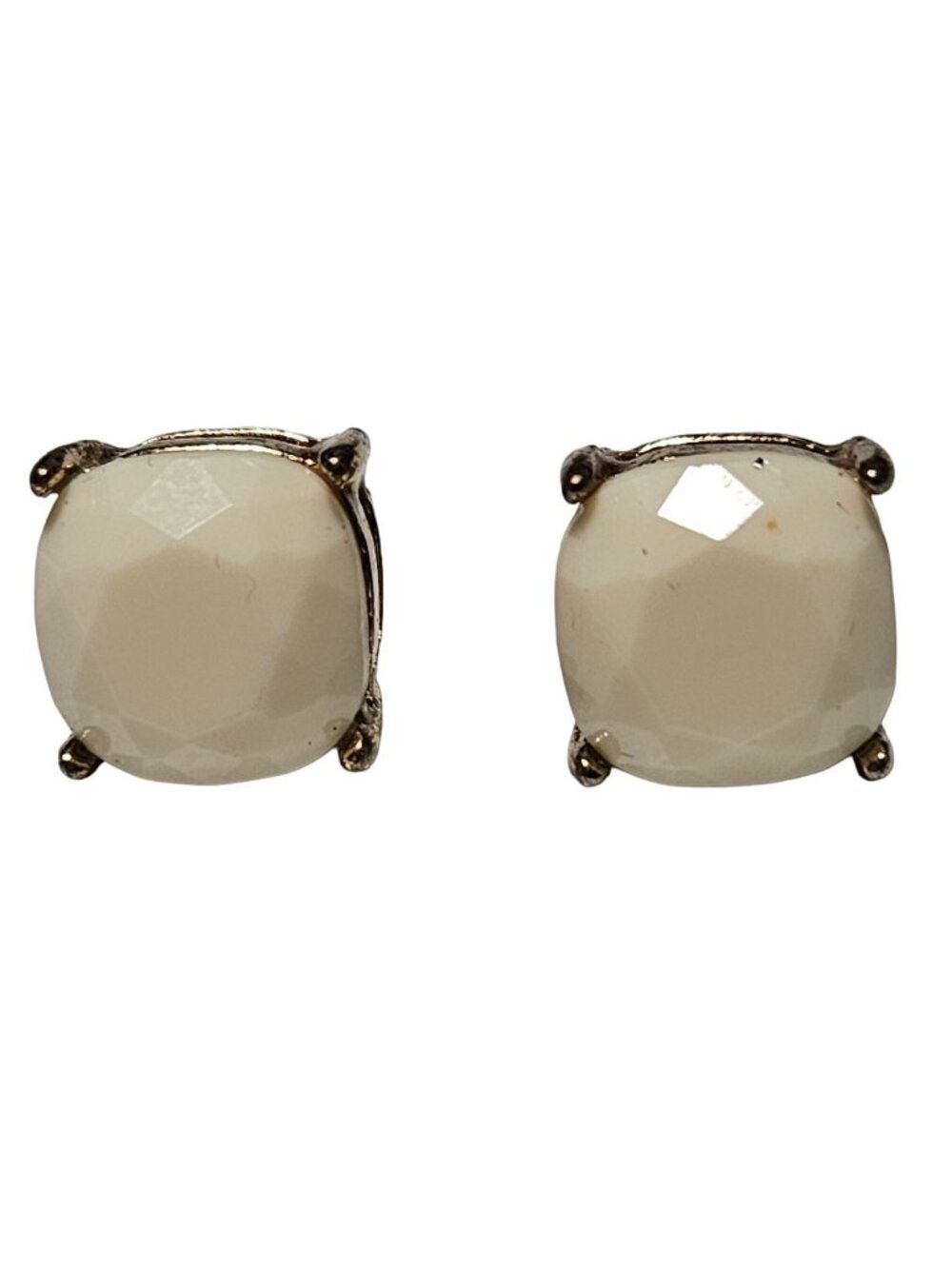 Vintage Square Stud Earrings Faceted White Retro 50s 60s Fashion Jewelry Women